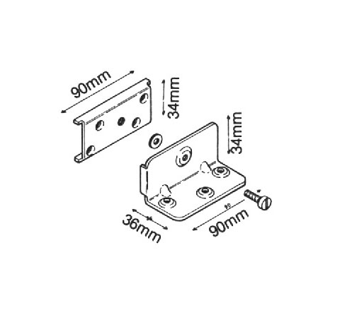 Dimensions drawing, steel bed connectors